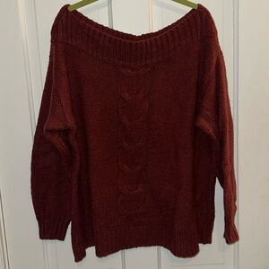 Boatneck sweater with knit detail